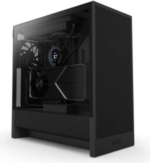 NZXT H5 Flow 2024 Edition Compact Mid-Tower ATX Airflow Case, Pre-Installed 2x F120Q, SGCC Steel, Dark Tinted Tempered Glass Materials, Easy Cable Management, Black | CC-H52FB-01