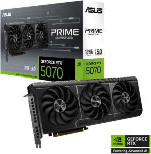 ASUS PRIME GeForce RTX 5070 Graphics Card, 12GB GDDR7 192-Bit Memory, 2512MHz Boost Clock, 6144 CUDA Cores, 28 Gbps Memory Speed, PCI Express 5.0 | 90YV0M11-M0NA00