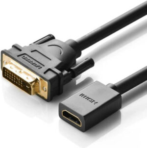 UGREEN 1080P DVI Male to Female HDMI Cable Adapter with Bi-Directional Data Transfer (22 cm) | 20118
