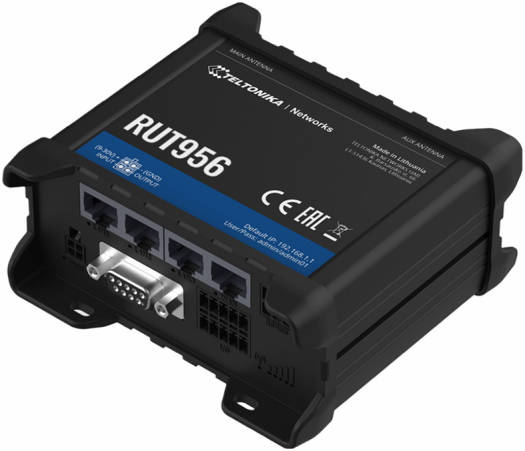 Teltonika RUT956 Industrial Cellular Router, 4G/LTE (Cat 4), 3G, 2G Connectivity, Up to 150 Mbps Speed, Dual SIM, 4x Ethernet Ports, USB 2.0, WAN Failover, RS232/RS485 Serial Ports, GNSS | RUT956 - Image 3