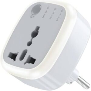 Green Lion Timer Adaptor Universal Conversion Plug 3 Mode Timer EU Plug Over-Heat Protection Short-circuit Protection Innovative Design Compact and Lightweight Built-In Light - White