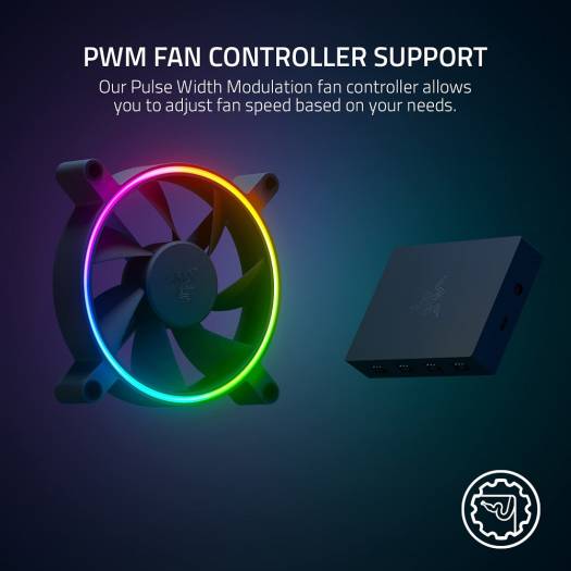 Razer Kunai Chroma 140mm ARGB PC Fan, PWM Fan Controller Support, Connect Up to 8 Fan, 15-30 dBA Noise, Cooling 500-1600 Rpm, 1 Fan, Black | RC21-01800200-R3M1 - Image 4