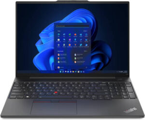 Lenovo ThinkPad E16 Gen 1 Laptop, 16" WUXGA IPS Display, Intel Core i7-1355U, 16GB RAM, 512GB SSD, GeForce MX550 2GB Graphics, Backlit English (UK) Keyboard, FreeDOS, Graphite Black | 21JN007VUE
