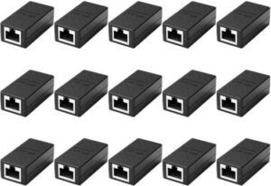 Taradhin RJ45 Coupler, 12Pack, Ethernet Inline Connectors, Network Extender Adapter Cat7 Cat6 Cat5e Cat5 for Extending the Ethernet Cables, Female to Female Joiner LAN Connector, Black | RJ45 12Pack