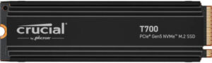 Crucial T700 1TB PCIe Gen5 NVMe M.2 Internal SSD with Heatsink, Up to 11700MB/s Read & 9500MB/s Write Speed, 232-layer TLC NAND, Up to 600TB, 1.5 Million Hrs MTTF, Black | CT1000T700SSD5