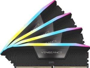 CORSAIR VENGEANCE RGB 64GB (4x16GB) DDR5 DRAM Memory Kit, 6200MHz Tested Speed, 32-38-38-80 CAS Latency, Quad Channel Kit, Intel XMP 3.0 Chipset, 1.4 Voltage, Black | CMH64GX5M4B6200C32