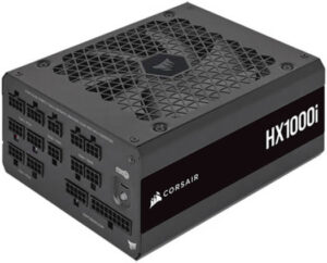 Corsair HX1000i Fully Modular  ATX Power Supply, Platinum 80 Plus Efficiency, Ultra-Low Noise, 1000 Watts Power, Fluid Dynamic Bearing, 140mm Fan Size, Zero RPM Mode, Black | CP-9020214-UK