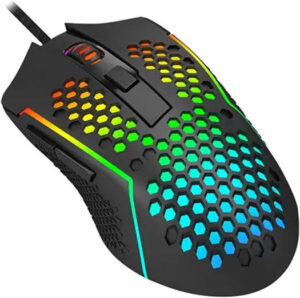 Redragon M987 Lightweight Honeycomb Wired Gaming Mouse, Programable 6 Buttons, RGB Backlit, 12400 DPI Resolution, 30g Acceleration, 5 Different User Modes, Black | M987-K
