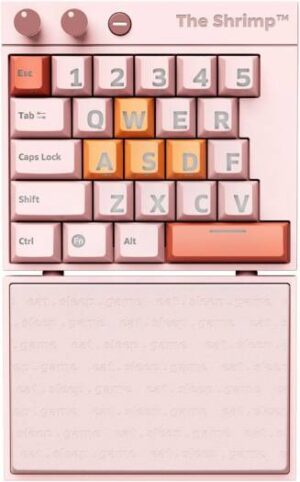 The Shrimp MODEL 1 Pinkey, Ultracompact Mechanical Gaming Keyboard, 25-key Global Layout, Gateron G Pro Switches, RGB Light Effects, USB C | 60631