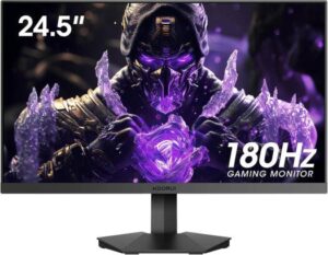 KOORUI 24.5 FHD 170Hz VA Gaming Monitor, 1ms Response Time, Rate, FreeSync & G-Sync Compatible, sRGB 99%, VESA Mountable, Tilt Adjustable, Eye Care, 2* HDMI / 1* DisplayPort, Black | 25E3A