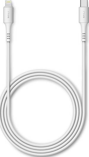 MiLi USB-C to Lightning Cable Apple Certified MFi Fast Charging - 3A/30W Long Lasting - All iOS devices [iPhone / iPad / iPod] - PVC Jacket - 1M/3ft - White | HI-L70-W