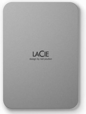 LaCie 2TB USB 3.2 Gen 1 Type-C, 130MB/s speed, USD 4 and Thunderbolt 4 compatible, Sleek Metalic Design Mobile Drive, Silver | STLP2000400