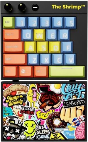 The Shrimp Model 1 Bomber Gaming Keyboard, Ultracompact Mechanical Gaming Keyboard, 25-key Global Layout, Gateron G Pro Switches, RGB Light Effects, USB C | 60629