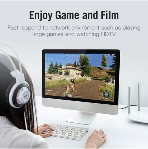 Vention Cat.7 SSTP Ethernet Cable, 600MHz Stable Bandwidth, 10Gbps High Speed, Gold-Plated Interface, Dual shielded / Faster Surfing Speed More Stable in Game, 2 Meter, Black | ICDBH - Image 4