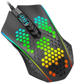 Redragon M809 Memeanlion Ultralight Honeycomb Gaming Mouse, 8 Programmable Buttons, RGB Backlit, Wired,12400 DPI, USB Interface, Black | M809-K