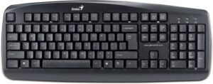 Genius KB-110 PS2 Wired Desktop Keyboard, Water Resistant, English Arabic Layout, Low Profile Keycaps, Low Key Noise, Compatible With PC and Laptop, Black | 31300700103