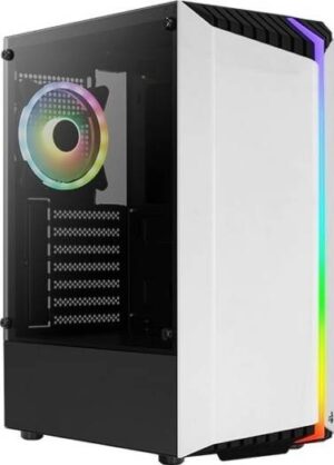 AeroCool Bionic ARGB Tempered Glass Mid-Tower Computer Case - White  | Bionic-G-WT-V2