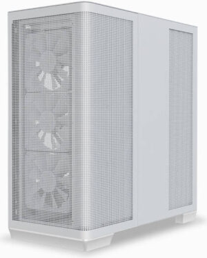 APNX C1-R C1-R-WT-v3 ATX Mid Tower Computer Case, 4x Pre-Installed 120mm PWM Fans, Up To 360mm Radiators, 11 Fan Slots, SGCC Body, SECC Front Panel, 0.8mm Steel Thickness, White | APCM-CR01343.21
