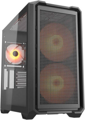 Cougar MX600 RGB ATX Mini Tower Case, 3x Pre-Installed ARGB Fans, Up to 360mm Radiator Support, 10x Max Number of Fans, PWM & RGB Hub Sync with M/B, 2x 3.5" Bay, Black | 385GC90.0001