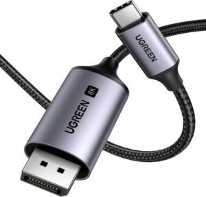 UGREEN USB C to DisplayPort 1.4 Braided Cable, 8K@60Hz 4K@240Hz, TB 4/3 to DP Cord USB C to DP 1.4, 32.4Gbps Data Speed, for iPhone 15, MacBook Pro/Air, iPad, Mac Mini,, XPS 17, 1 Meter, Black | 25157
