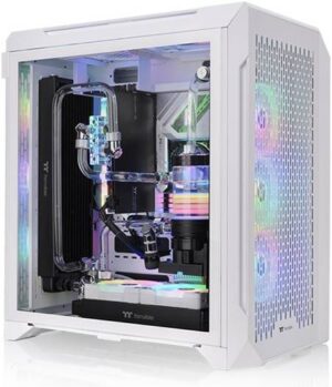 Thermaltake CTE C700 Air Snow ATX MT PC Case, Centralized Thermal Eficiency, Tempered Glass Side Panel, Up to 360mm AIO & 3*140mm Pre-Inst Fans, USB 3.2 Type-C*1, USB 3.0*2, White | CA-1X7-00F6WN-00