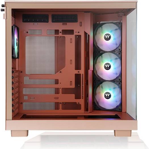 Thermaltake View 380 XL TG ARGB Mid Tower PC Case, 4x 120mm aRGB Lite Pre-Installed Fans, Up to 360mm Radiator & 10x Fan Support, USB Type-C x1, USB 3.0 x2, HD Audio, Gravel Sand | CA-11E-00MGWN-00 - Image 4