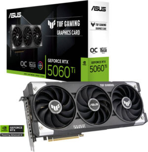 ASUS TUF Gaming GeForce RTX 5060 Ti 16GB GDDR7 OC Edition, 16GB GDDR7 128-Bit Memory, 2662 MHz Boost Clock, 28 Gbps Memory Speed, 4608 CUDA Cores, PCI Express 5.0 | 90YV0MG0-M0NA00