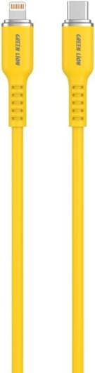 Green Lion USB-C To Lightning Head Silicone 1M Cable 18W,Charge & Sync,Safe & Reliable Charging,480Mbps Transfer Speed,Wide Compatibility,10000 Bends,Durable Aluminum Shell (Yellow)