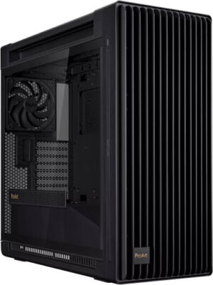 Asus ProArt PA602 Gaming E-ATX Computer Case, 2x 200mm & 1x 140mm Pre-Installed Fans, Up to 420mm Radiator & 6x Fans Support, Dual Air Deflectors, 15.5mm Open Grills, Black | 90DC00J0-B09000