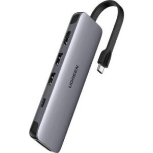 Ugreen 6 in 1 USB-C Hub, 4K HDMI Video, Superspeed USB 3.0 Hub, Gigabit Ethernet, 60W Power Delivery Charging Port, Thunderbolt 3 Hub | 50771