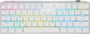 Corsair K70 RGB Pro Mini Wireless Mechanical Gaming Keyboard, Swappable Cherry MX Switches, PBT Double Shot Keycaps, For PC / Mac / Mobile / Playstation, English Layout, White | CH-9189110-NA