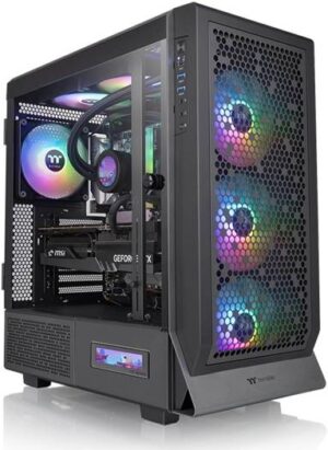Thermaltake Ceres 500 TG ARGB Mid Tower Computer Case, SPCC+Tempered Glass Material, Up to 420mm Radiator Support, Up to 7 Fans Support, Removable filters, Black | CA-1X5-00M1WN-00