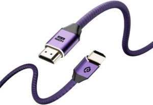 Powerology HDMI Braided Cable, 3M, 24K Gold Plated Connectors, 10K Resolution, Dolby Atmos, eARC, Lightweight, Durable Aluminum-Alloy Shell for Top Performance, Purple | PWHDC3M-PU