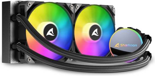 Sharkoon S70 RGB 240mm AIO Liquid CPU Cooler, 120mm Addressable RGB PWM Fans, 600 ~ 2,000 rpm Fan Speed, 77.7 CFM Airflow, 12x Addressable RGB LED, LGA 1700 / AM5, Black | 4044951037995 - Image 2
