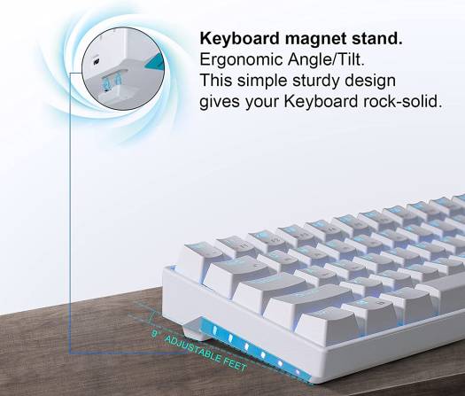 RK ROYAL KLUDGE RK71 Mechanical Keyboard, Compact Bluetooth, 71 Keys, USB Wired/Wireless Portable Gaming/Office with Stand-Alone Arrow Keys, For Windows MacOS, Brown Switch, White | RK71 _brown - Image 6