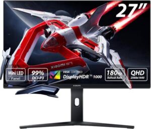 Xiaomi G Pro 27i Mini-LED Gaming Monitor, 27" Inch IPS, HDR, 2K, QHD, Fast 180Hz, 1ms, 99% DCI-P3, AMD FreeSync, Adjustable Angle, 2 HDMI 2.0, 2 DP 1.4, White | P27QBA-RGPGL