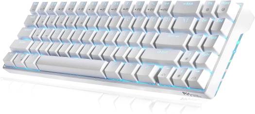 RK ROYAL KLUDGE RK71 Mechanical Keyboard, Compact Bluetooth, 71 Keys, USB Wired/Wireless Portable Gaming/Office with Stand-Alone Arrow Keys, For Windows MacOS, Brown Switch, White | RK71 _brown