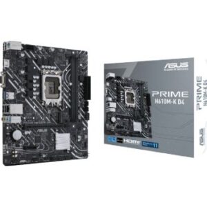 Asus Prime H610M-K D4 Mic ATX Motherboard DDR4 Support LGA 1700 PCIe 4 0 M 2 Slot Realtek 1Gb Ethernet HDMI D-Sub USB 3 2 Gen SATA 6 Gbps COM/RGB Header 5X Protection III 90MB1A10-M0EAY0