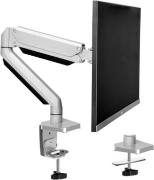 Single Monitor Desk Mount, Adjustable Die-Cast Aluminum Gas Spring Monitor Arm Desk Stand for 13-34 inch LED LCD Screens with C Clamp, Grommet Mounting Base, Holds up to 17.6LBS