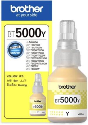 Brother Genuine Bt5000Y Ultra High Yield Yellow Ink Bottle For Ink Tank Printers, 5 X 12.2 X 6.2 Cm, Bt5000Y, Bg Bt5000Y-Pack of 5pcs