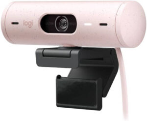 Logitech Brio 500 Full HD 1080p Webcam, Auto Light Correction, Show Mode, Dual Noise Reduction Mics, Webcam Privacy Cover, Works with MS Teams, Google Meet, Zoom, USB-C Cable, Rose Pink | 960-001421