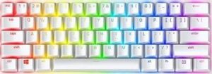 Razer Huntsman Mini 60% Gaming Keyboard, Fastest Keyboard Switches Ever, Clicky Purple Optical Switches, Chroma RGB Lighting, PBT Keycaps, Onboard Memory - Mercury White | RZ03-03390300-R3M1
