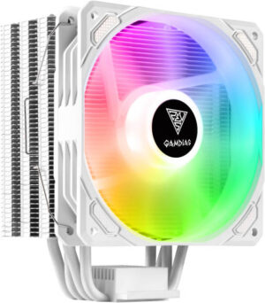 Gamidas BOREAS E1-410 CPU Cooler, High Airflow PWM Fan, 4 Copper Heat Pipes with Direct Contact, Built-in rainbow wave LED Effect, Hydraulic Bearing, White | GD-BOREAS-E1-410-WH