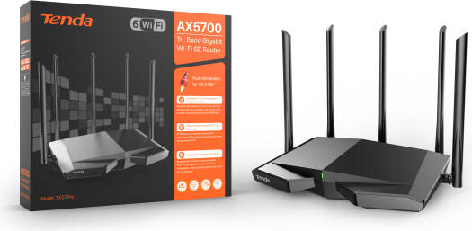 Tenda TX27 Pro AX5700 Tri-Band Gigabit Wi-Fi 6E Router, Up to 2402Mbps WiFi Speed, Top-notch CPU, Near-zero Latency, WPA3-SAE/WPA2-PSK5x, 6dBi External Antennas, Black | TX27 PRO - Image 4