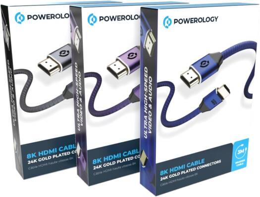 Powerology 8K HDMI Braided Cable, 3M, 24K Gold Plated Connectors, 10K Resolution, Dolby Atmos, eARC, Portable & Lightweight, Durable Aluminum-Alloy Shell for Top Performance, Dark Blue | PWHDC3M-DKBU - Image 5