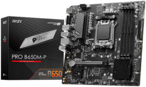 MSI Pro B650M-P AM5 mATX Motherboard, AMD B650 Chipset, 4x DDR5 Slots, 192GB Max Memory, 1x PCI-E x16, 2x M.2 Storage Slot, 4x SATA 6G, Realtek 8125BG 2.5G LAN, HDMI / DP / VGA | 911-7E27-001