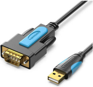 Vention VAS-C02 USB To RS232 Serial Converter Cable, 480Mbps Transfer Rate, Gold-Plated Electroplate Process, Copper Conductor, Aluminum Foil + Metal Braid Shield, 1.5M Length, Black | VAS-C02-B150