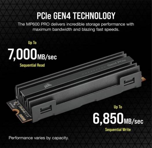Corsair MP600 Pro- 1TB, Gen4 PCIe x4 NVMe M.2 SSD, High-Density TLC NAND, Aluminum Heatspreader, M.2 2280 Form-Factor | CSSD-F1000GBMP600PRO - Image 4