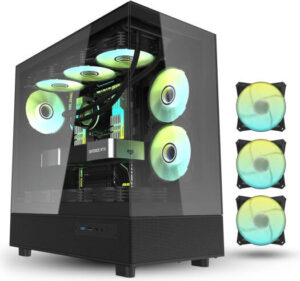 DarkFlash DPX90 ATX Gaming Computer Case, 360mm Radiator Support, Up to 9x 120mm Fan Support, USB 3.1 Gen 2 Type C, 7 PCIE Slot, Tempered Side Glass Panel, Black | DPX90