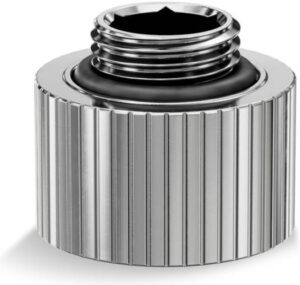 EKWB EK-Quantum Torque Extender Static MF 14, 2x G1/4" Male to Female Threading, 4.5mm Thread Length, 23mm Diameter, Brass Material, Nickel | 3831109825464